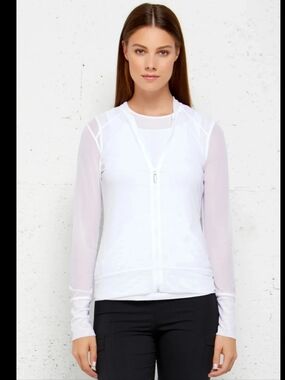 Anatomie Bailey White Mesh Zip Up Travel Jacket  Size Large